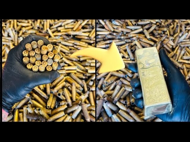 Bulk Bullet Shell To Mirrored Bar - Trash To Treasure - ASMR Metal Melting - BigStackD Casting