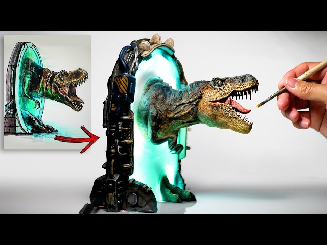 How To Make a T-Rex and Warp Gate Diorama / Polymer Clay / Epoxy resin