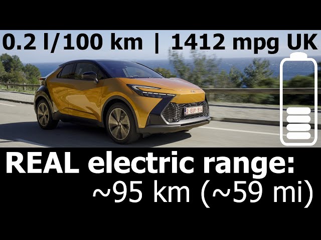 2024 Toyota C-HR PHEV electric range: city real-life mpkWh, fuel consumption economy mpg plug-in kWh