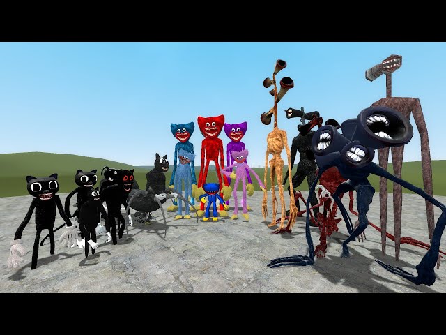 ALL SIREN HEAD vs ALL HUGGY WUGGY vs ALL CARTOON CAT AND OTHER In Garry's Mod!