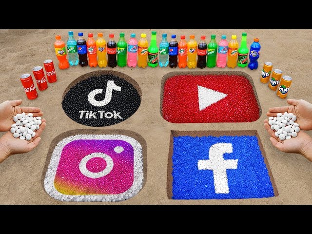Coca-Cola & Mentos vs Facebook, Instagram, TikTok, YouTube Logos with Orbeez