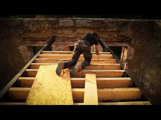 I reached the TOP of the chateau, installing the ATTIC floor.