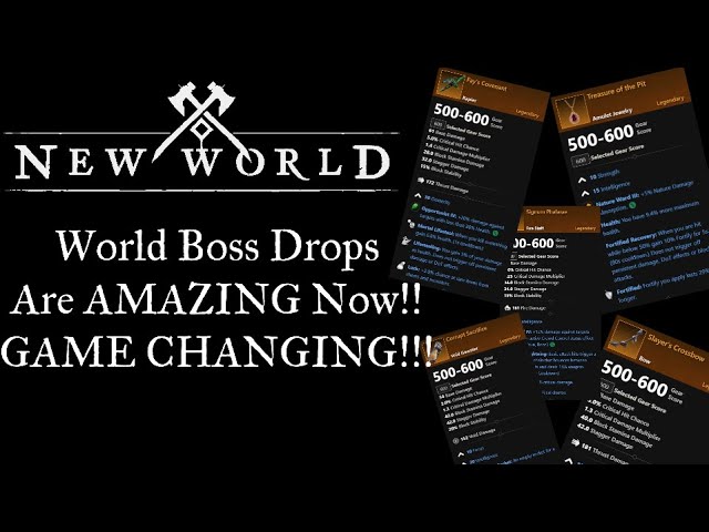 New World Gearscore 600 World Boss Farming!!! Great LOOT, Fast Expertise!!!