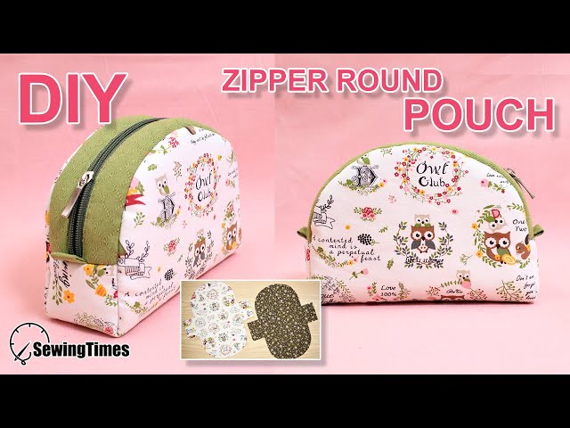 DIY ZIPPER ROUND POUCH BAG 반달 파우치 | Makeup Pouch Sewing Tutorial & Free Pattern [sewingtimes]