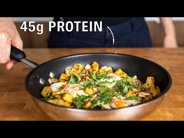 This Healthy Breakfast has 45g of Protein (Potato hash)