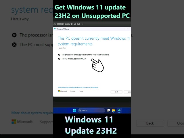Upgrade Windows 11 23h2 on Unsupported Hardware 💻 #youtubeshorts #shortsvideo #shorts