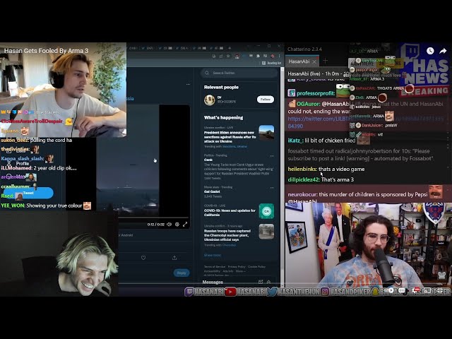 xQc Dies Laughing at Hasan thinking Arma 3 is Real Life War Footage