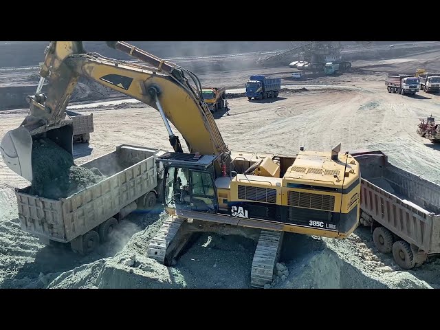 Caterpillar 385C & Liebherr 974 Excavators Loading Mercedes & MAN Trucks - Ektor Epe