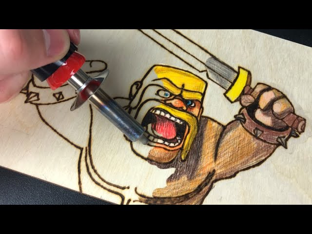 Clash of Clans Barbarian Pyrography Art