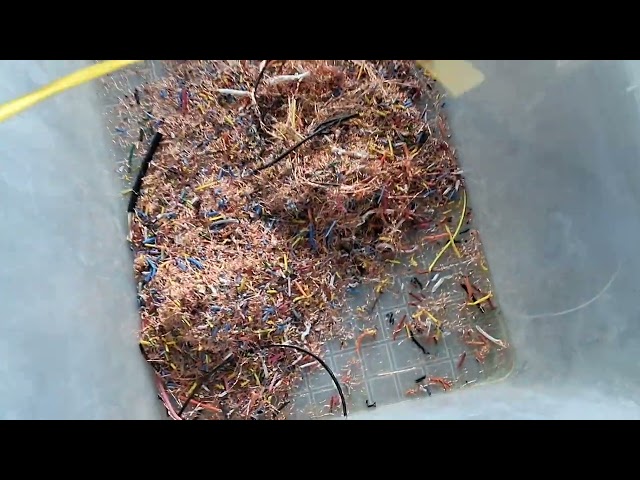 using modified garden shredder to granulate thin copper wire