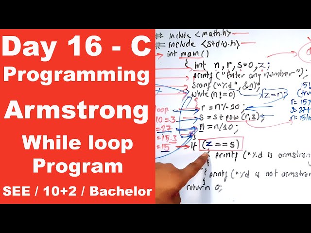 Check Armstrong number in C || Day 16 || Readersnepal