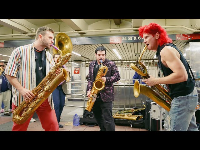 Lucky Chops - Funkytown w/ Leo P and Adrian Condis (Live in the NYC Subway)