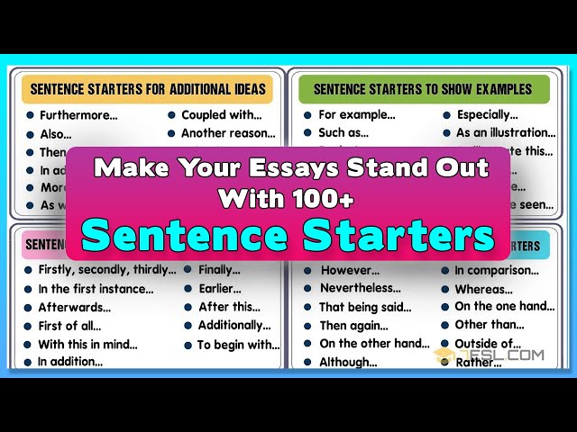 100+ Great Examples of Sentence Starters to Improve Your Essay Writing in English
