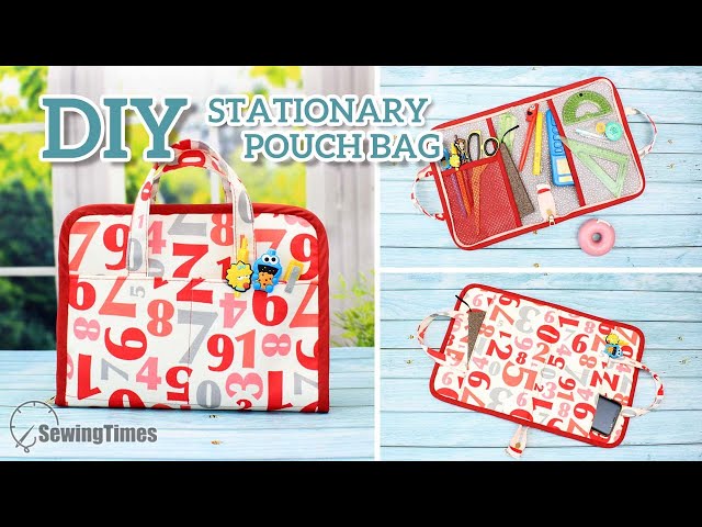 DIY Stationery Pouch Bag | How to make a zippered multipurpose bag [sewingtimes]