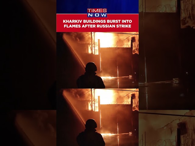 Fire Engulfs Buildings In Kharkiv After Russian Drone Strike #shorts
