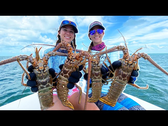 Catching dinner by hand in STRONG current! Florida Keys Spiny Lobster