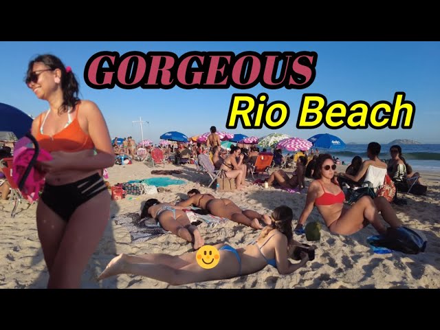 RIO De Janeiro Beach Walk, BRAZIL. GORGEOUS😍 Leblon Beach😍 + Summer Music😎. Cool Rio Beach Walks.
