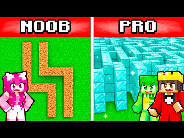 Minecraft NOOB vs PRO: GIANT MAZE BUILD CHALLENGE