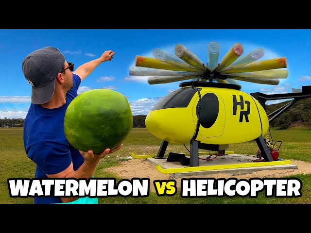250kph Baseball Bat Helicopter Vs. Watermelon (13,000fps Slow Mo)