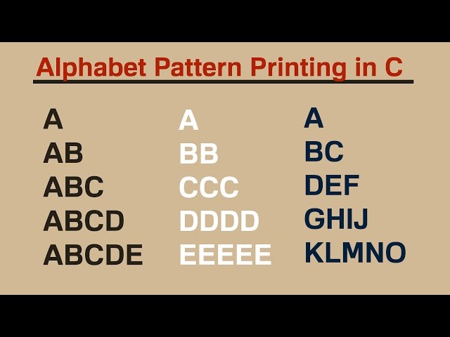 Alphabet Pattern Printing in C (HINDI)