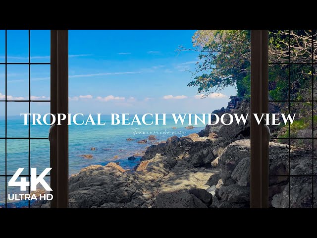 4K Tropical Malaysian Beach window view - Relaxing, Calming, Ambience