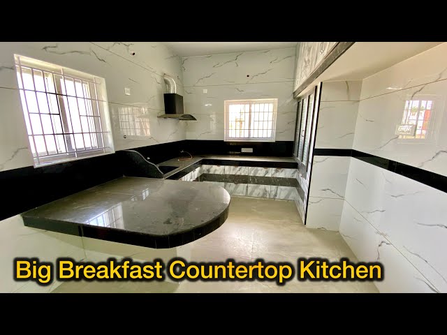 Modular Kitchen with Big Breakfast Countertop// Granite Tabletop 🔥🔥 10x16size Kitchen