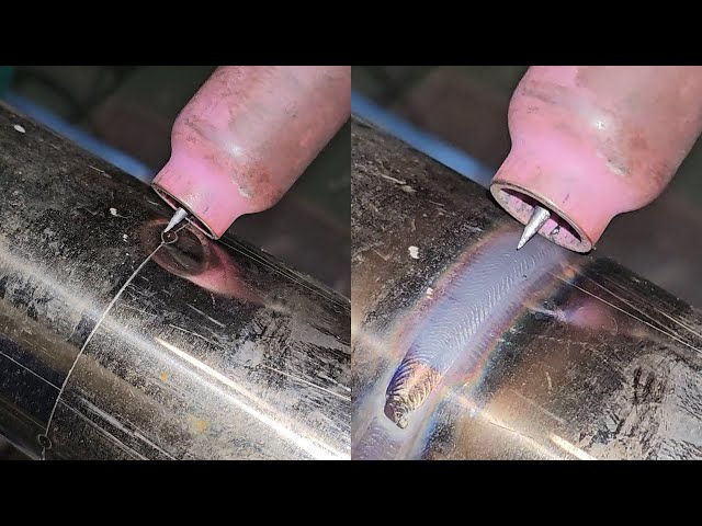 Amazing Way to Finish the Surface of Discolored Pipe TIG Welding