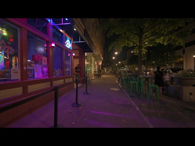 A Short Walk Through Downtown Raleigh at Night | City Sounds for Sleep and Study