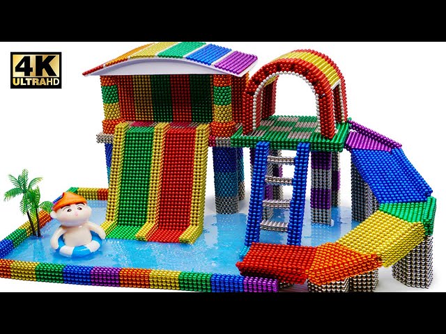 DIY - How To Build Swimming Pool Playground From Magnetic Balls (Satisfying) | Magnet World 4K