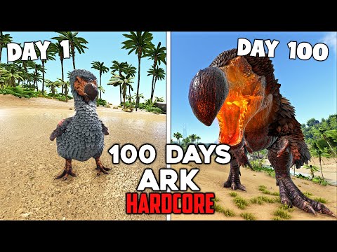 I Survived 100 DAYS as a DINOSAUR in Hardcore ARK Survival Evolved