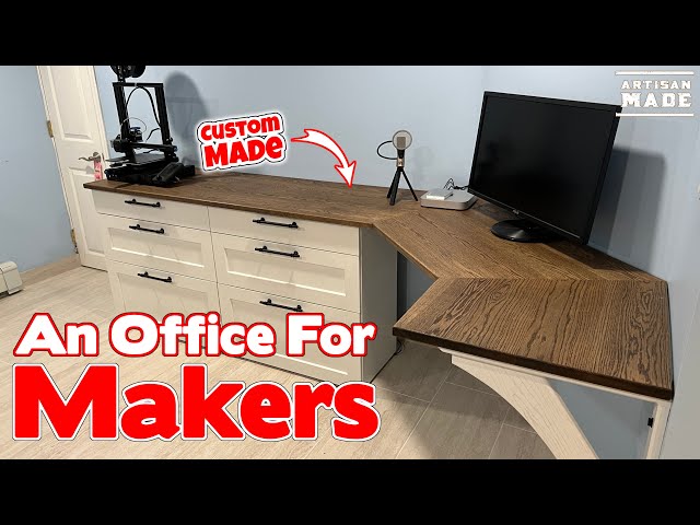 Building A Home Office With Custom Built Hardwood Countertops and Ikea Cabinets / DIY Home Office