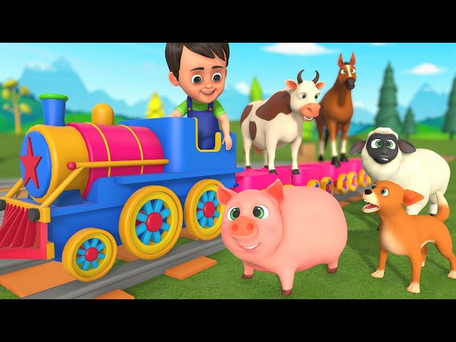 Learn Animal Names & Sounds + Color Names with Toy Train for Kids Toddlers | Children Nursery Rhymes