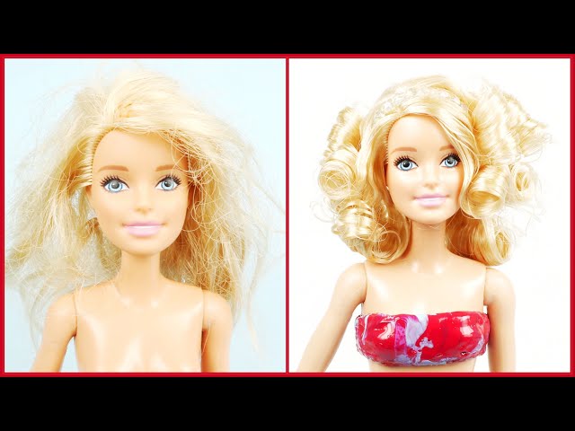 ETKİLEYİCİ DIY BARBIE SAÇ MODELLERİ VE KIYAFETLERİ - Barbie Bebek Elbisesi Nasıl Yapılır & Saç Yapma