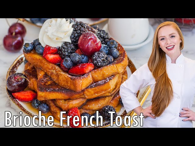 The BEST French Toast Recipe!! With Brioche Bread, Whipped Cream & Maple Syrup!!