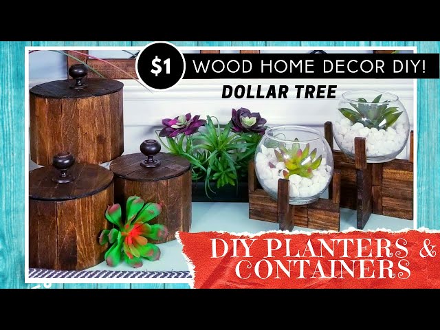2 DOLLAR TREE WOOD Home Decor DIYs | 3 Piece Container Set | Plant Stands with Bowl | High End Look!
