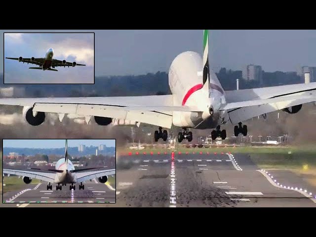 JAW DROPPING 😱 A380 Double GO AROUND & 3 Attempts to land during 💨 STORM PIA 💨