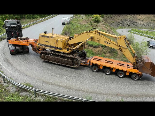 Transporting The Caterpillar 245 Excavator With Goldhofer Trailer - Fasoulas Heavy Transports - 4k