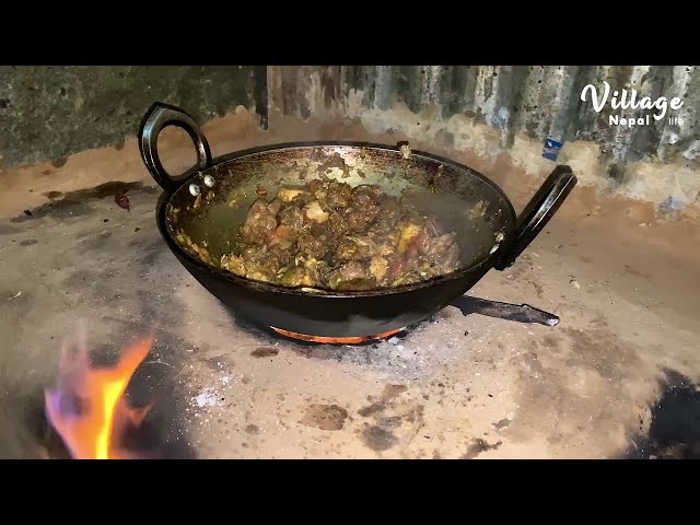Nepali Style Chicken curry Recipe | Daily routine of rural people | Nepali Kitchen
