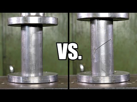 How Much Weaker Are Damaged Steel Pipes? Hydraulic Press Test!