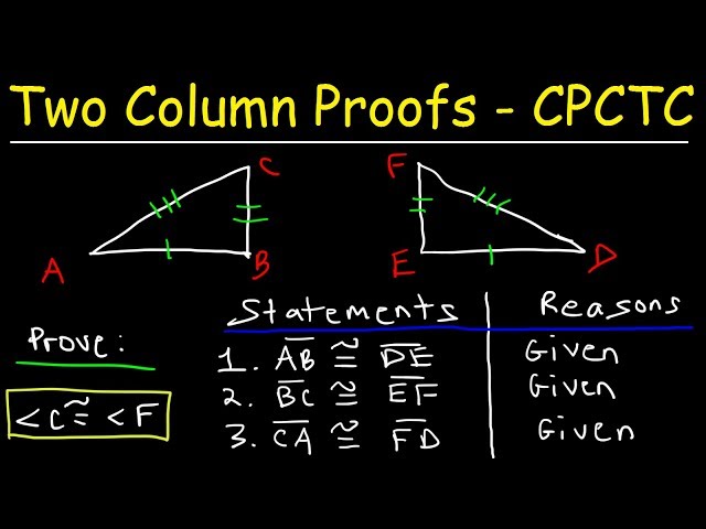 CPCTC Geometry Proofs Made Easy, Triangle Congruence - SSS, SAS, ASA, & AAS, Two Colmn Proofs