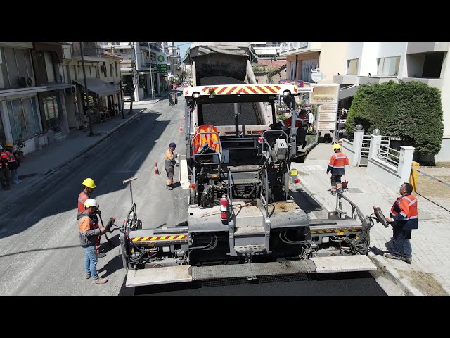 Drone View Of Vögele Road Paver Working In Volos/Greece - Interkat SA