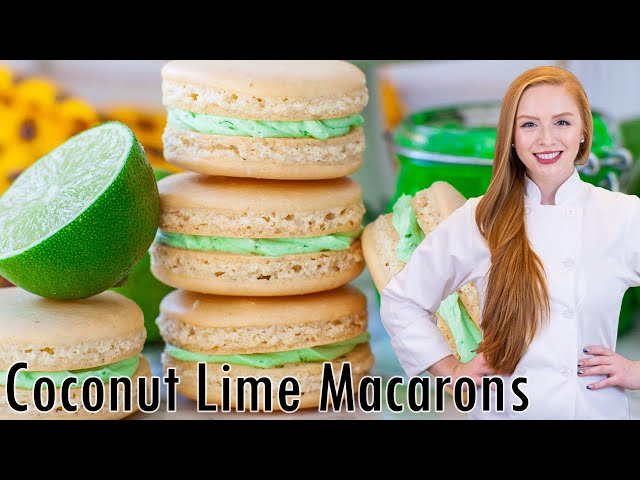 Coconut Lime Macarons Recipe - with Lime Buttercream & Lime Curd Filling!!