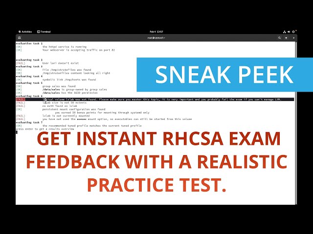 SNEAK PEEK: RHCSA Self-Grading Lab ONLY AVAILABLE in these 2 LIVE  Upcoming Courses