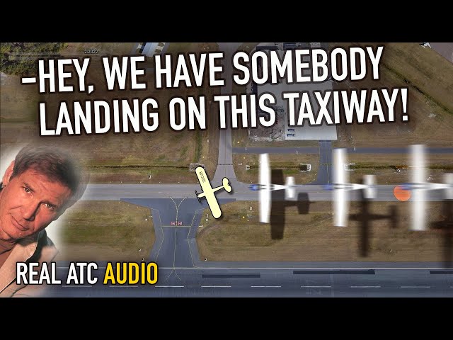 Risky Pilot ALMOST LANDS ON TAXIWAY. REAL ATC