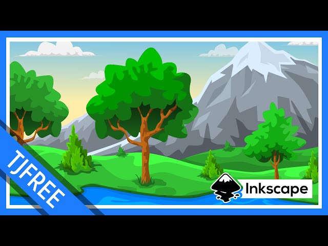 Inkscape | Tree & Mountain Digital Drawing