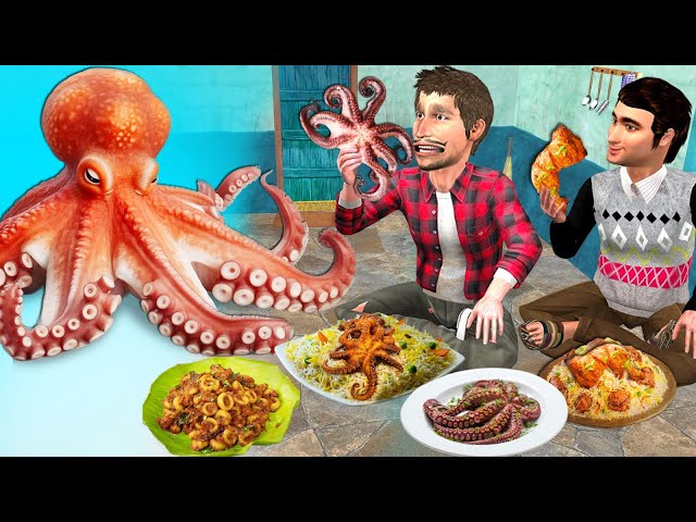 Octopus Squid Fish Curry Biryani Rishtedar Mehamaan Street Food Hindi Kahaniya Funny Comedy Video