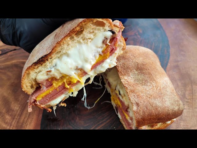 DINNER HAM AND CHEESE CIABATTA SANDWICH in AIR FRYER HACKS  ! AN ITALIAN BREAD