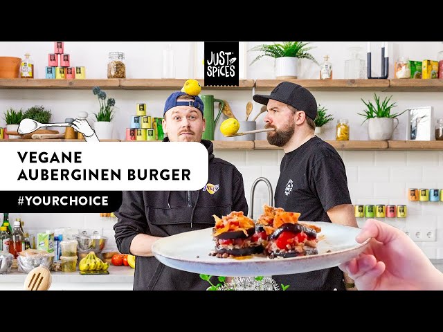 5 Zutaten & DU entscheidest! Veganer Auberginen-Burger mit gegrillter Melone und Kimchi Topping