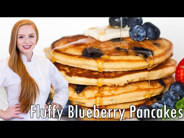 The FLUFFIEST Blueberry Pancakes - Easy Buttermilk Batter Recipe!