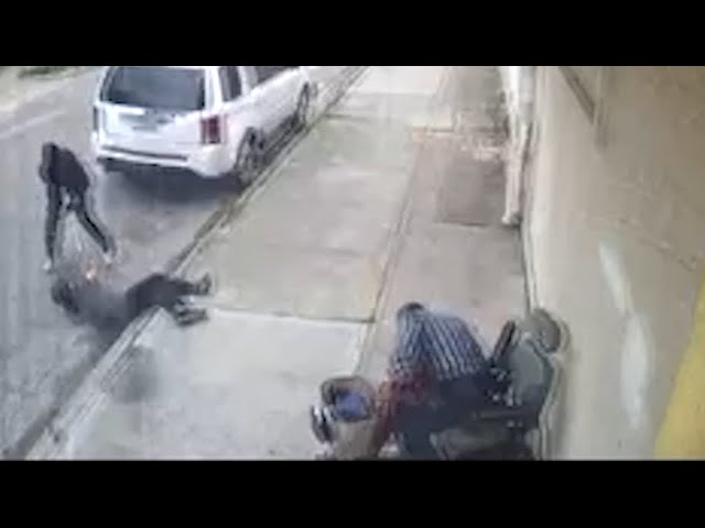 Video shows woman attack man with disabilities, attempt to steal crutch in Houston
